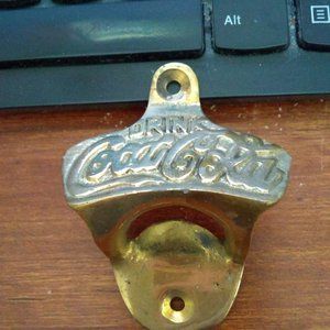 Vintage Coca-Cola Solid Brass Wall Mount Bottle Op
